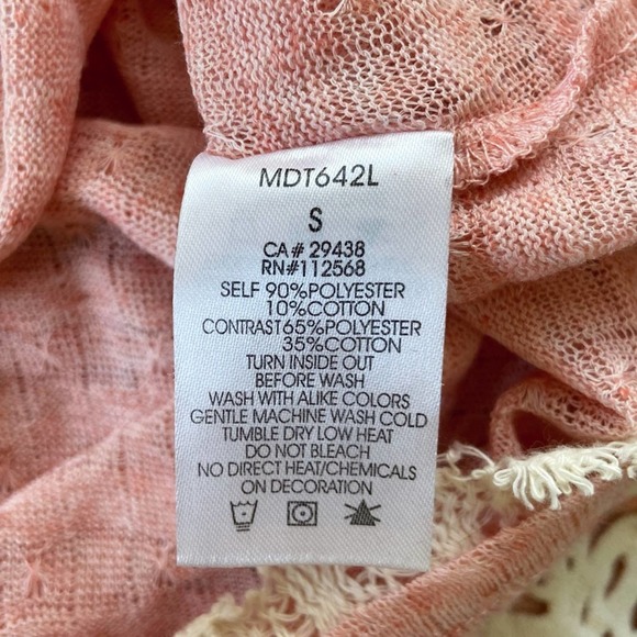 Miss Me Pink Knit Semi-Sheer Long Sleeve Sweater With Lace Detailing Size Small - Picture 8 of 8